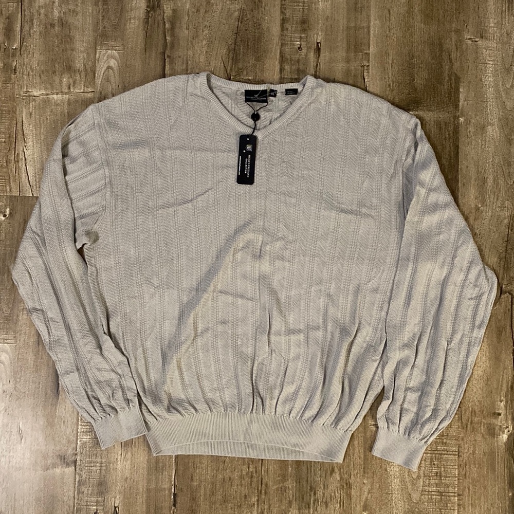 Hickey Freeman Grey Silk & Cotton Knitted Sweater